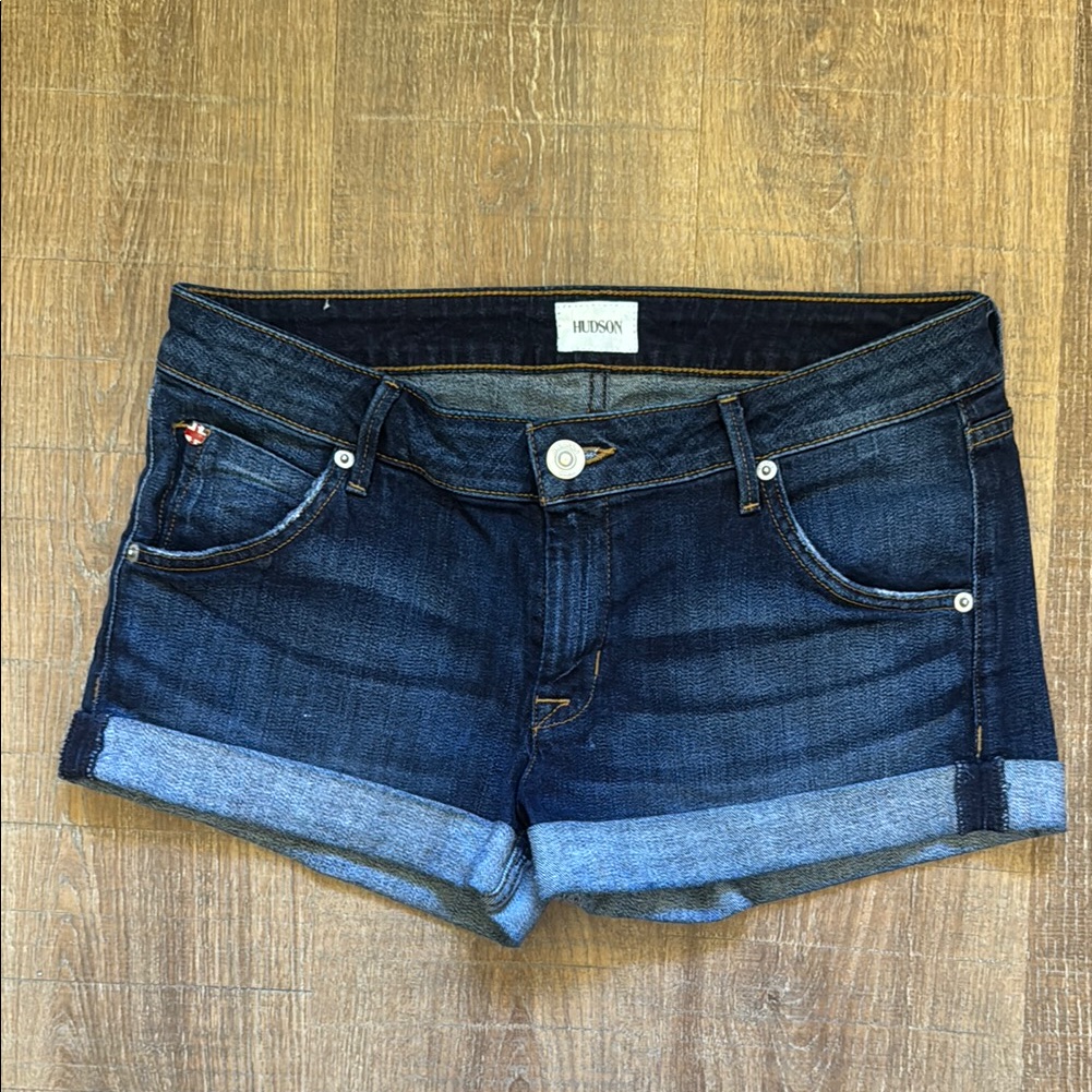 Hudson Jeans Womens Cuffed Denim Shorts  Indigo